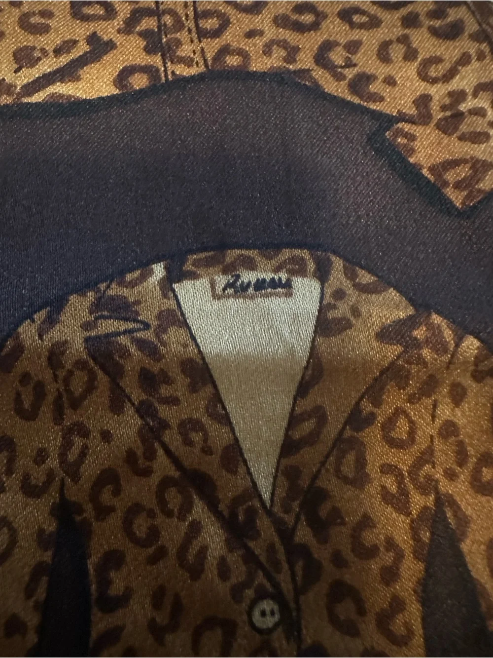Vintage Leopard Wardrobe Print Silk Scarf Crown Signed